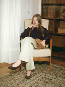 Roux Ballet Flat in Brown Suede