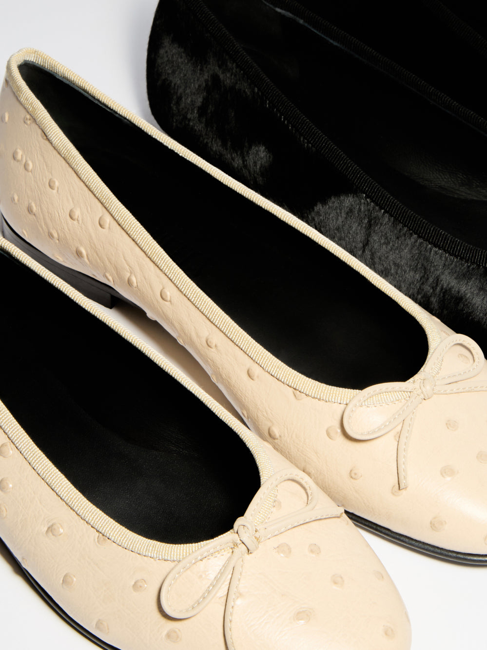 Roux Ballet Flat in Ecru Ostrich