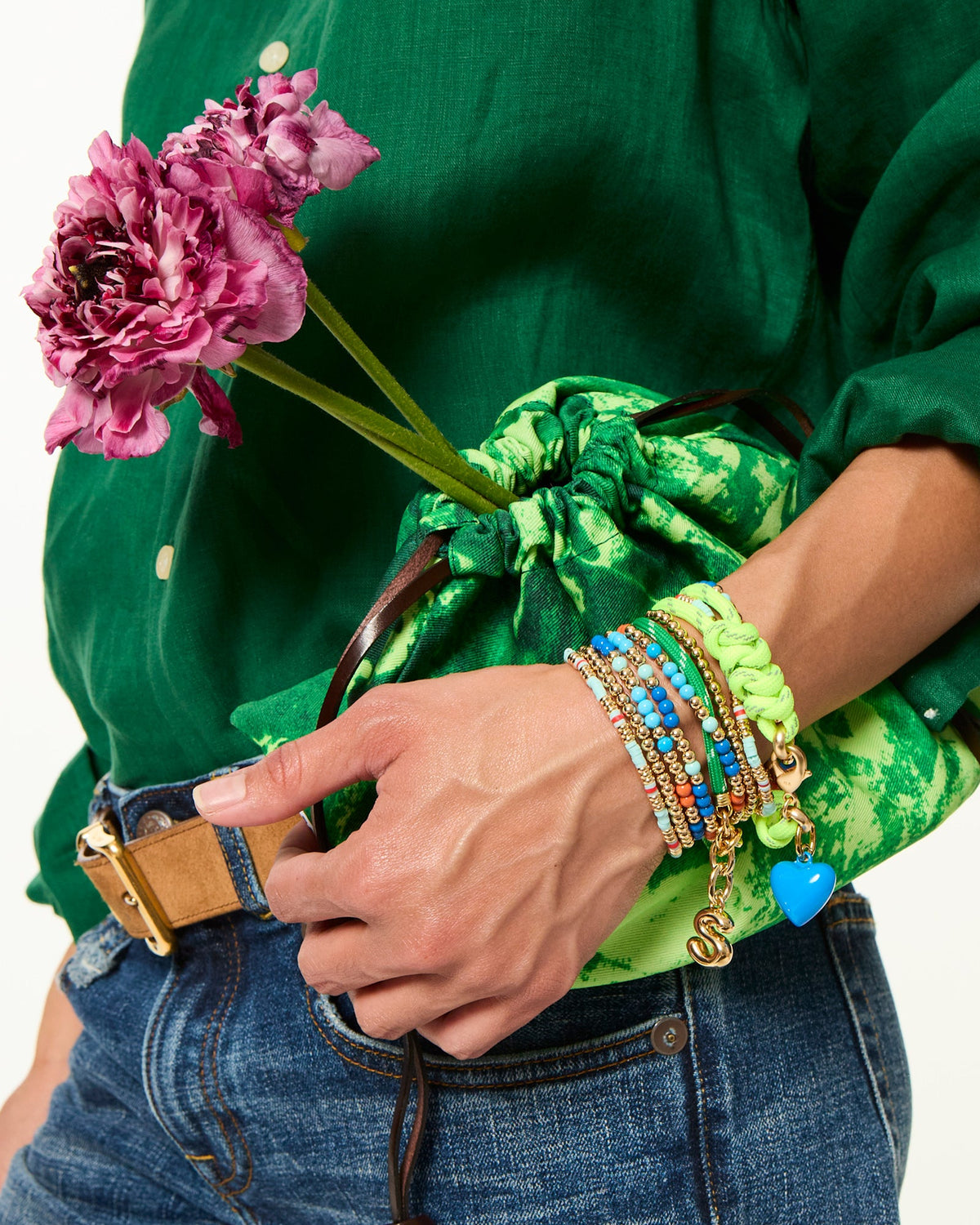 The Super Size Happy Cord Bracelet in Green