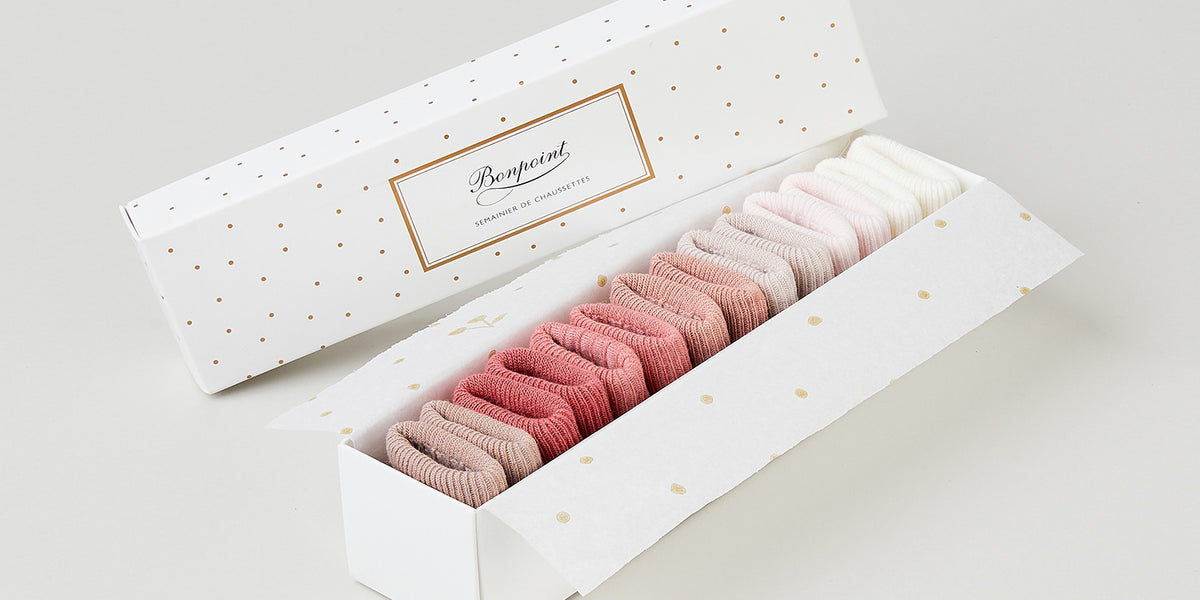 Baby Day-of-the-Week Cotton Socks faded pink