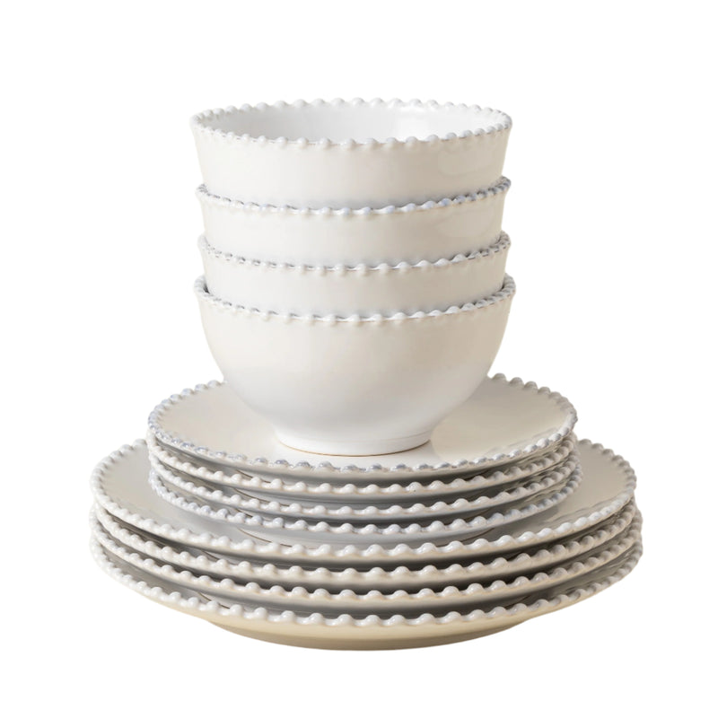 Pearl Collection 12-pc Place Setting with Cereal Bowl in White