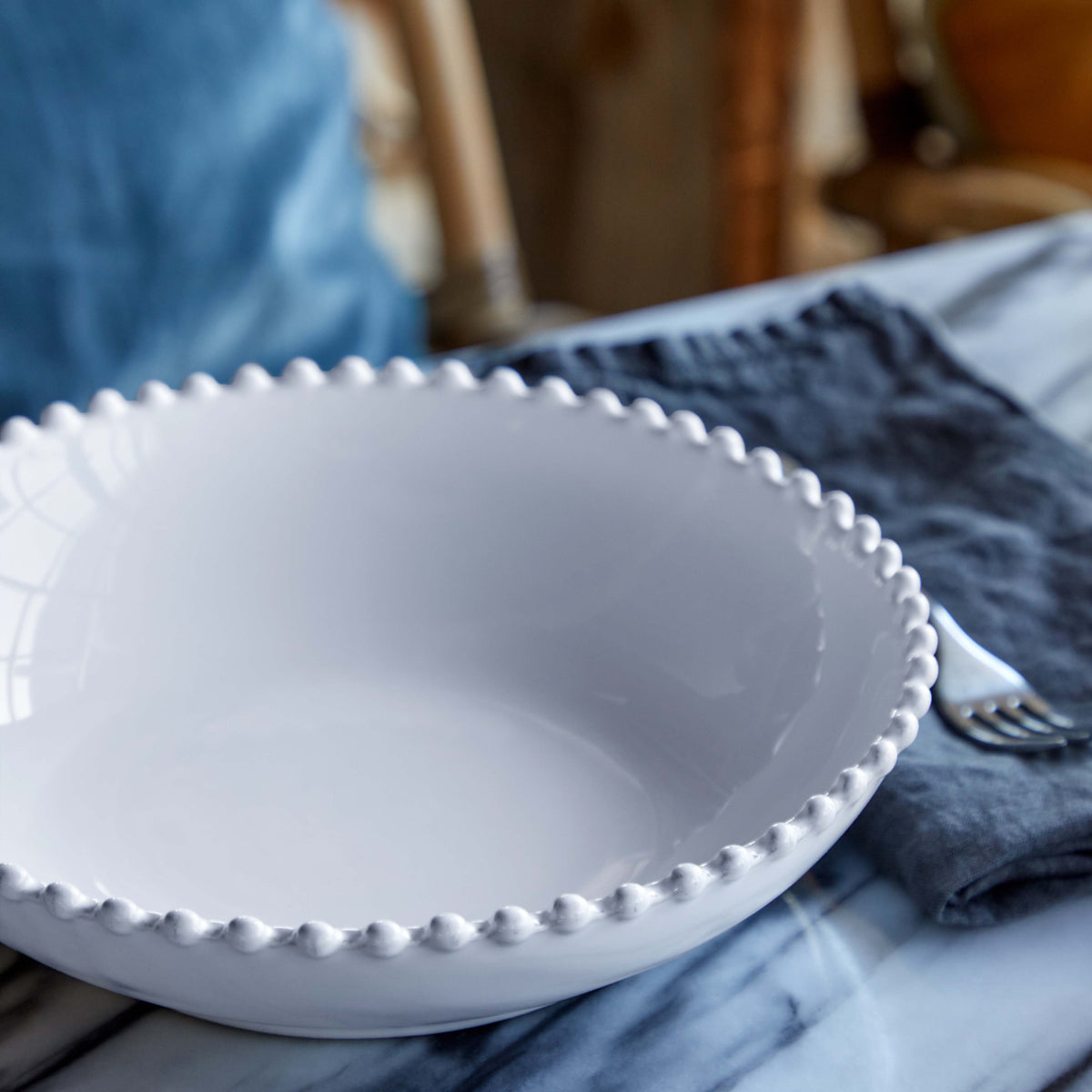Pearl Collection Pasta Bowls in White, Set of 6