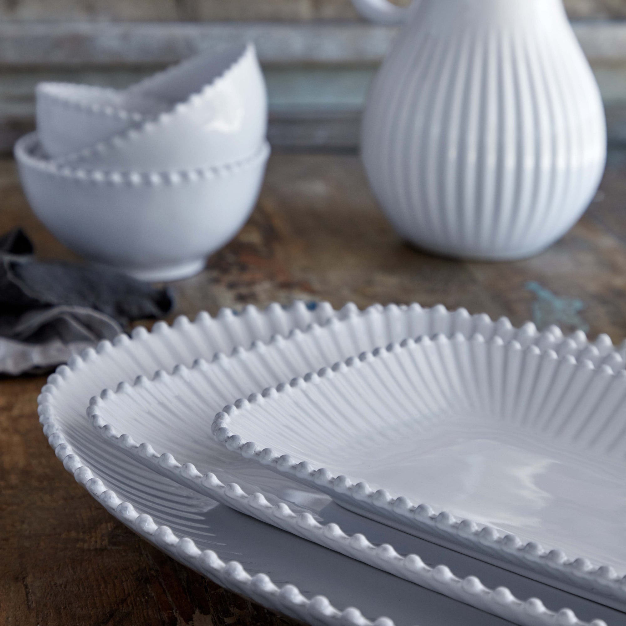 Pearl Collection Rectangle Platter 12" in White