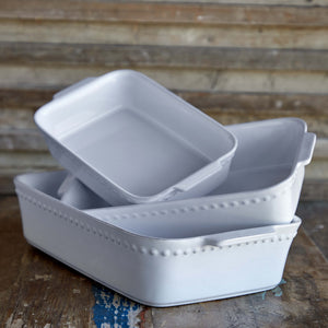 Pearl Collection Rectangle Baker 15" in White