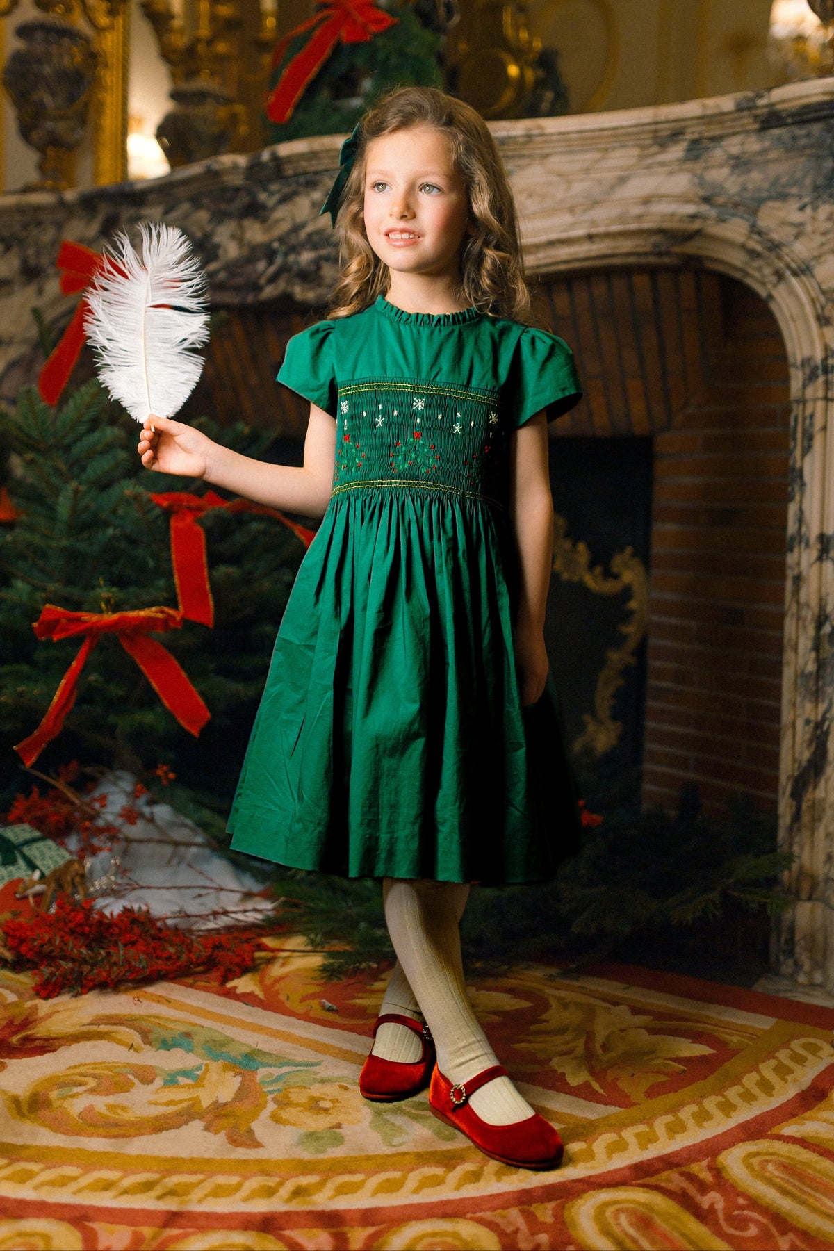 Perla Green Smocked Dress