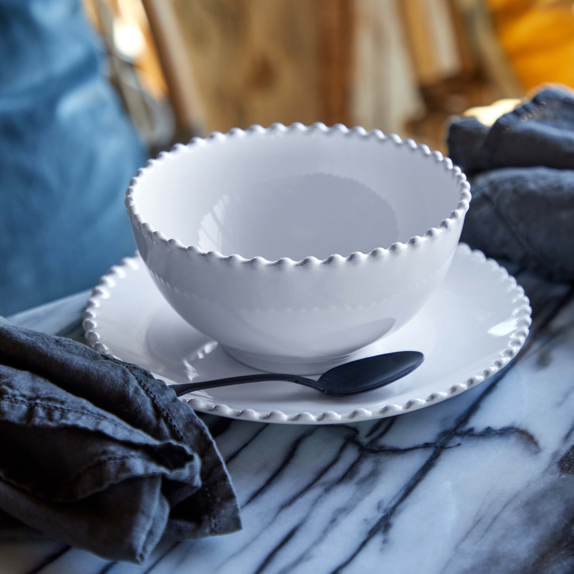 Pearl Collection Cereal Bowls in White, Set of 6