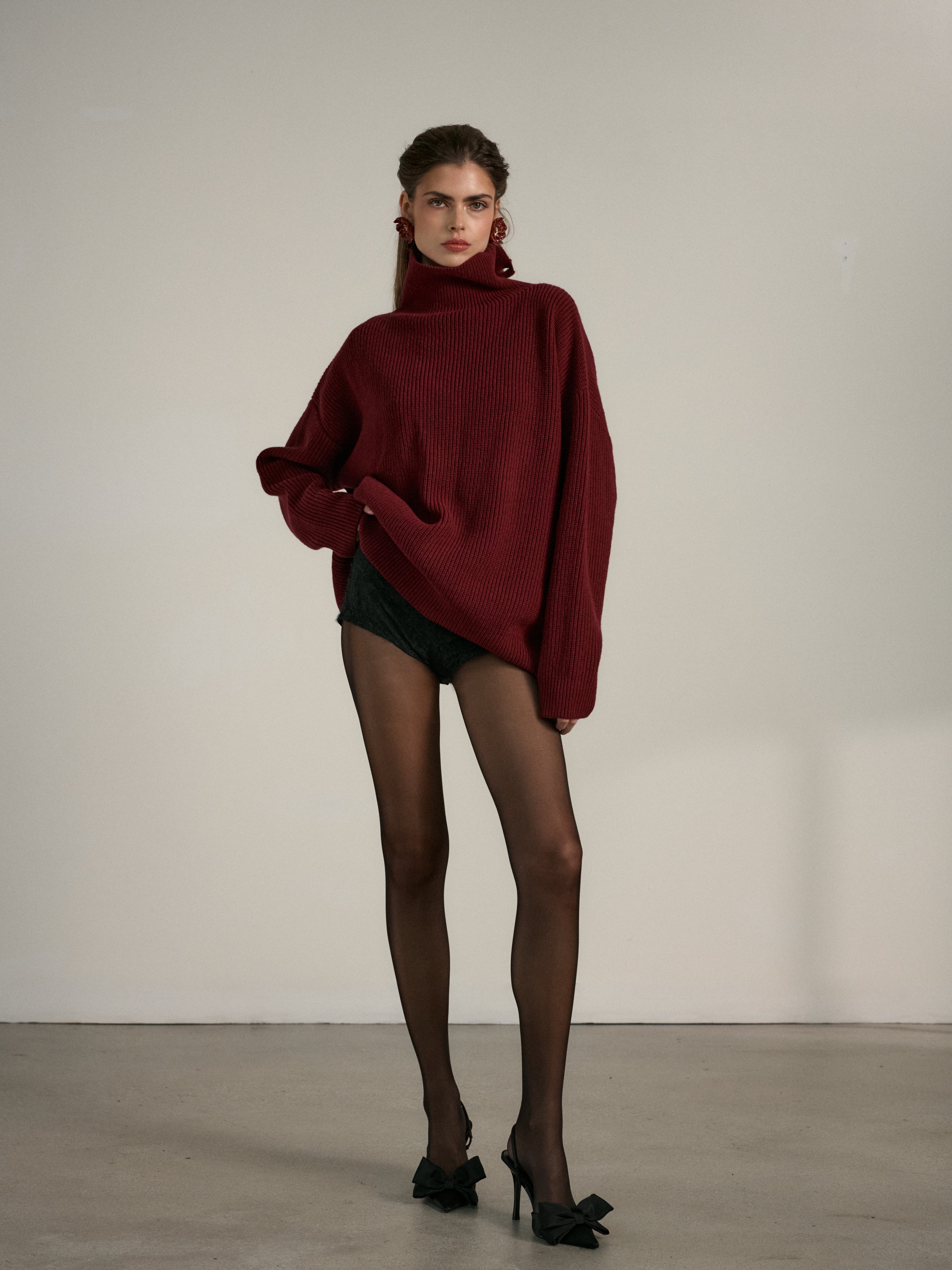 The Petra Sweater in Red Wine