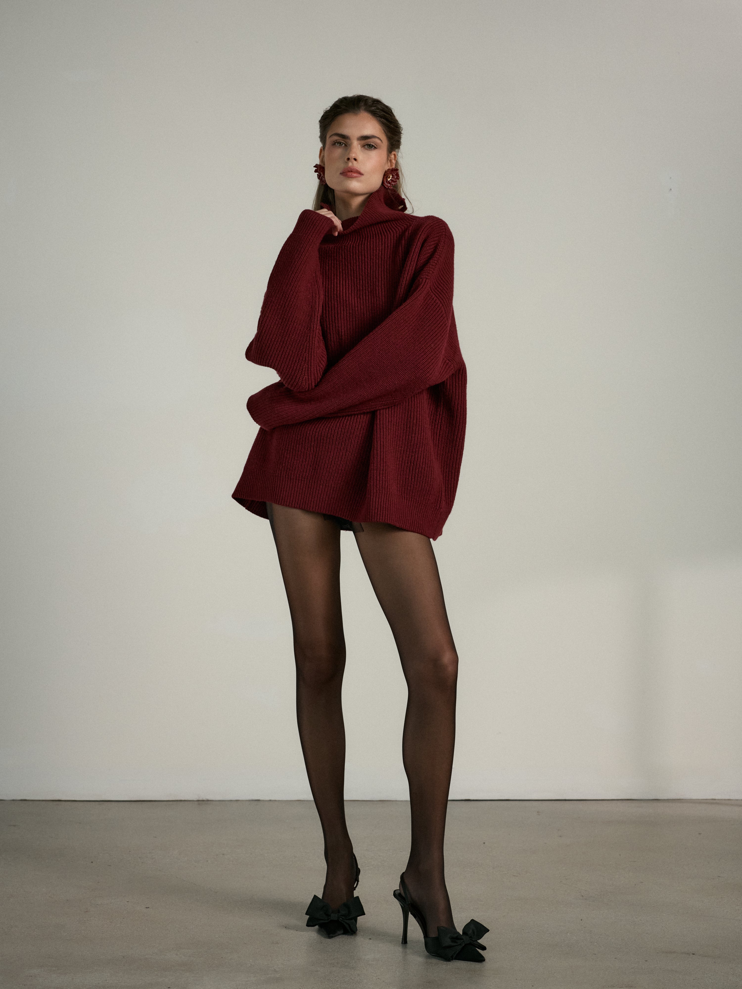 The Petra Sweater in Red Wine