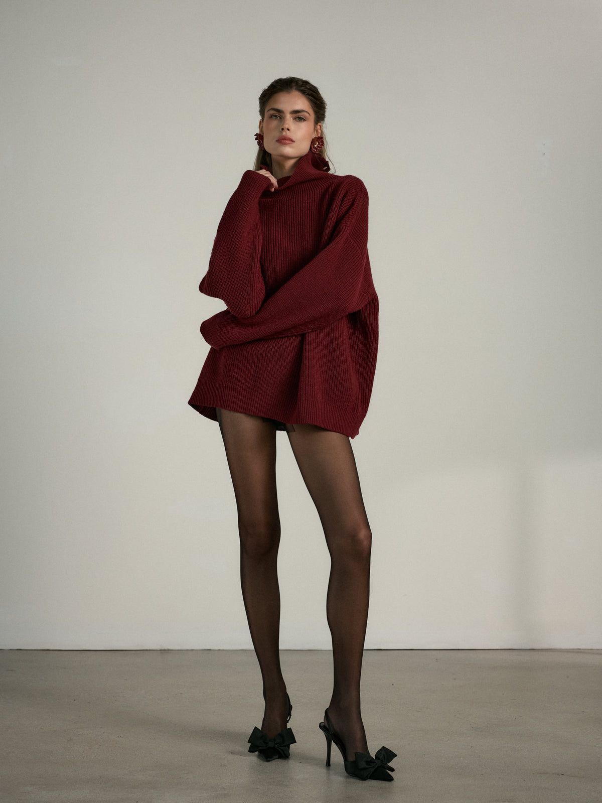 The Petra Sweater in Red Wine