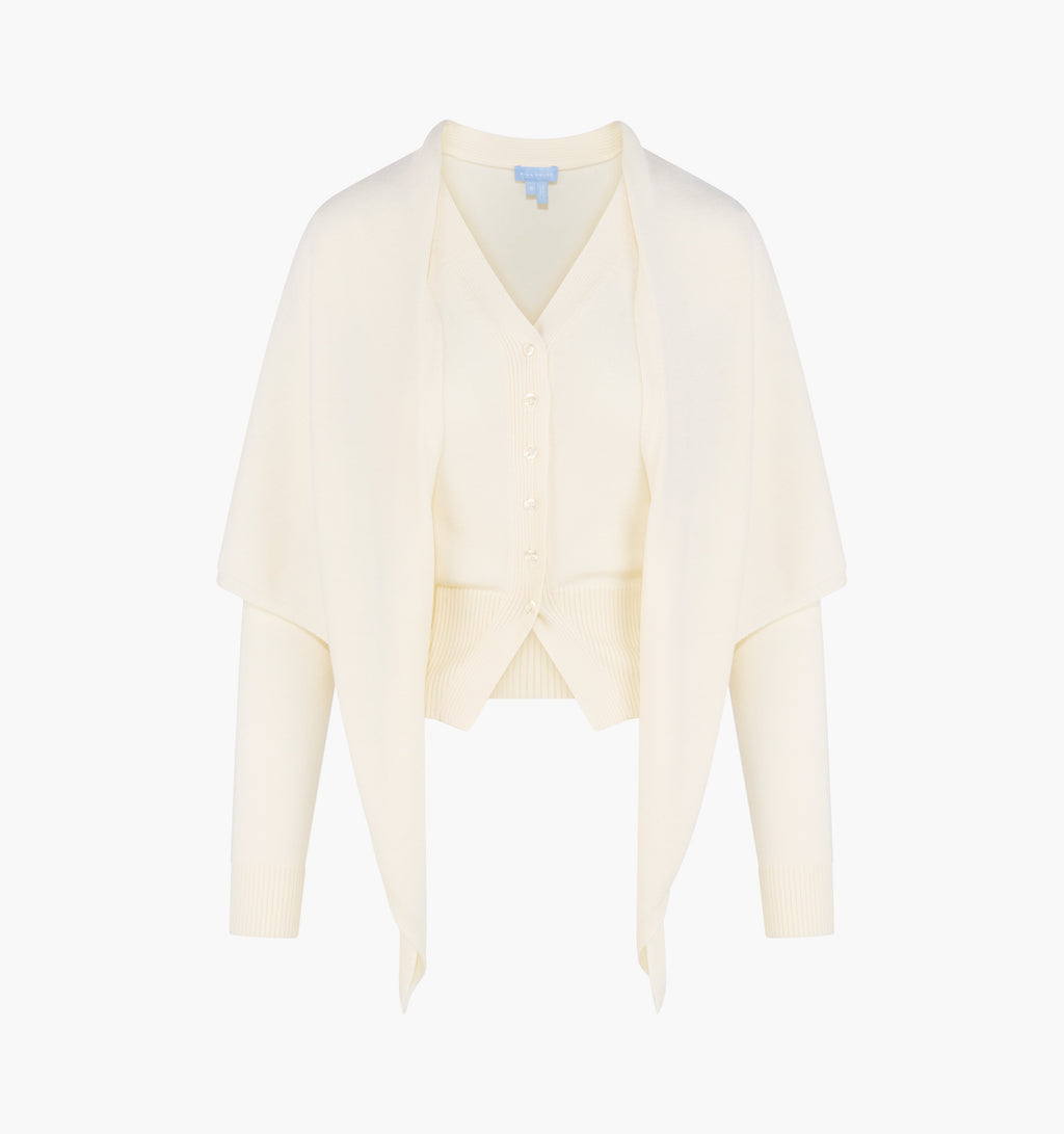 The Amal Cardigan in Antique White