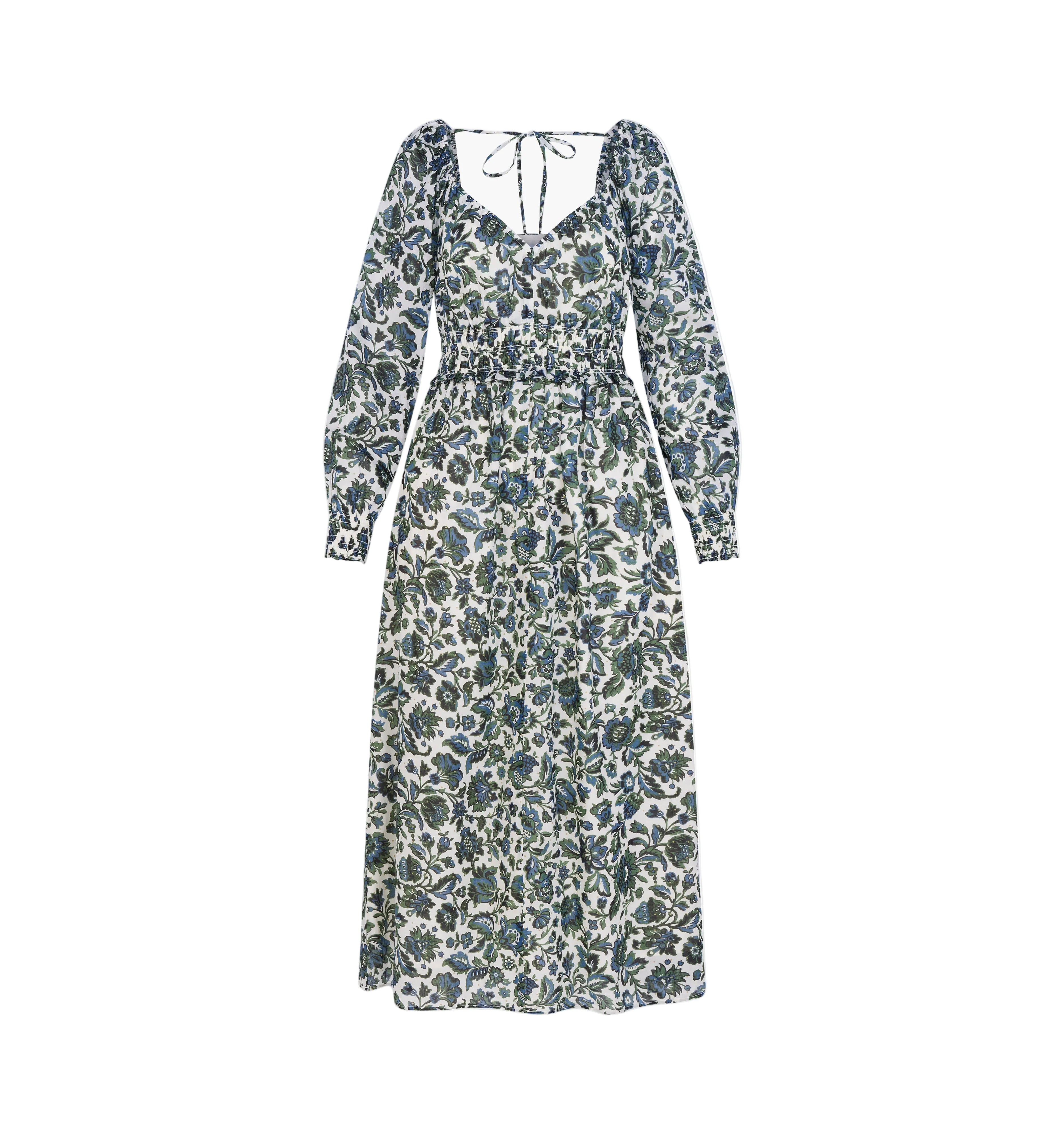 The Eugenia Nap Dress in Jacobean Bloom Blue/Green