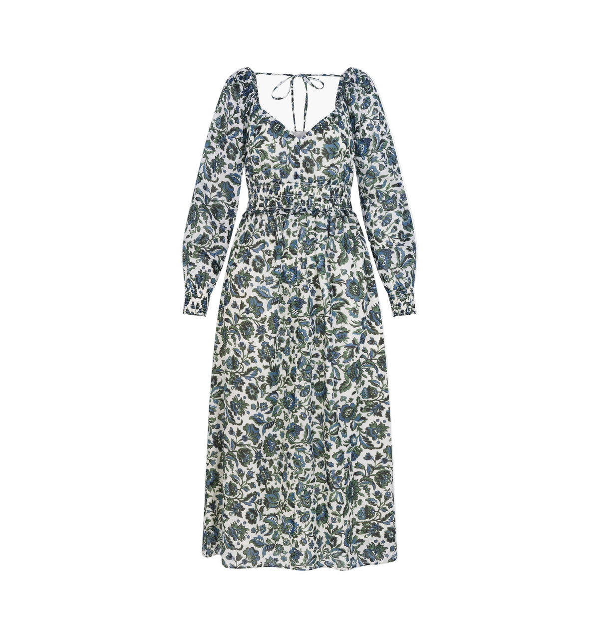The Eugenia Nap Dress in Jacobean Bloom Blue/Green