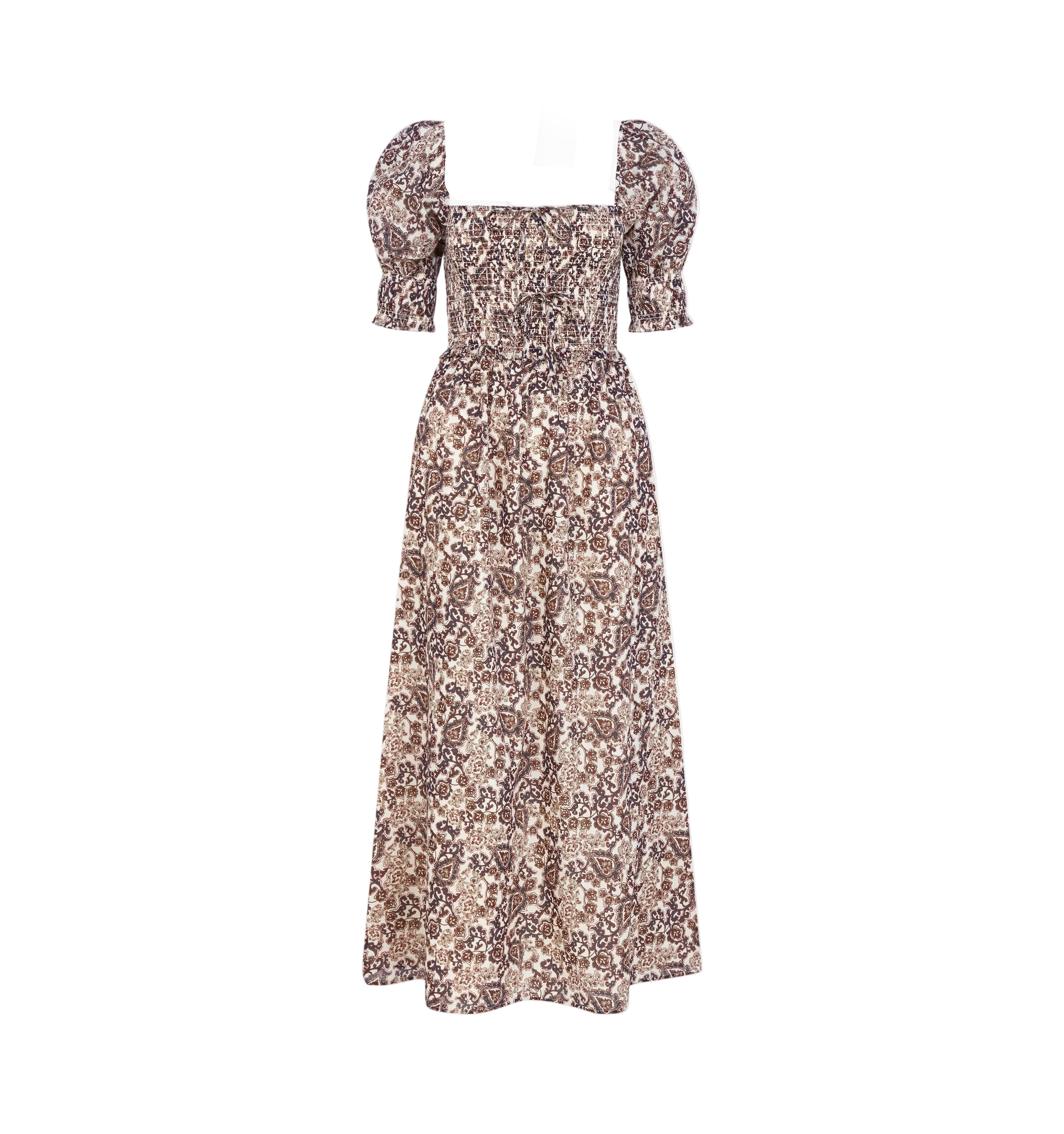 The Malene Nap Dress in Chedworth Paisley Brown