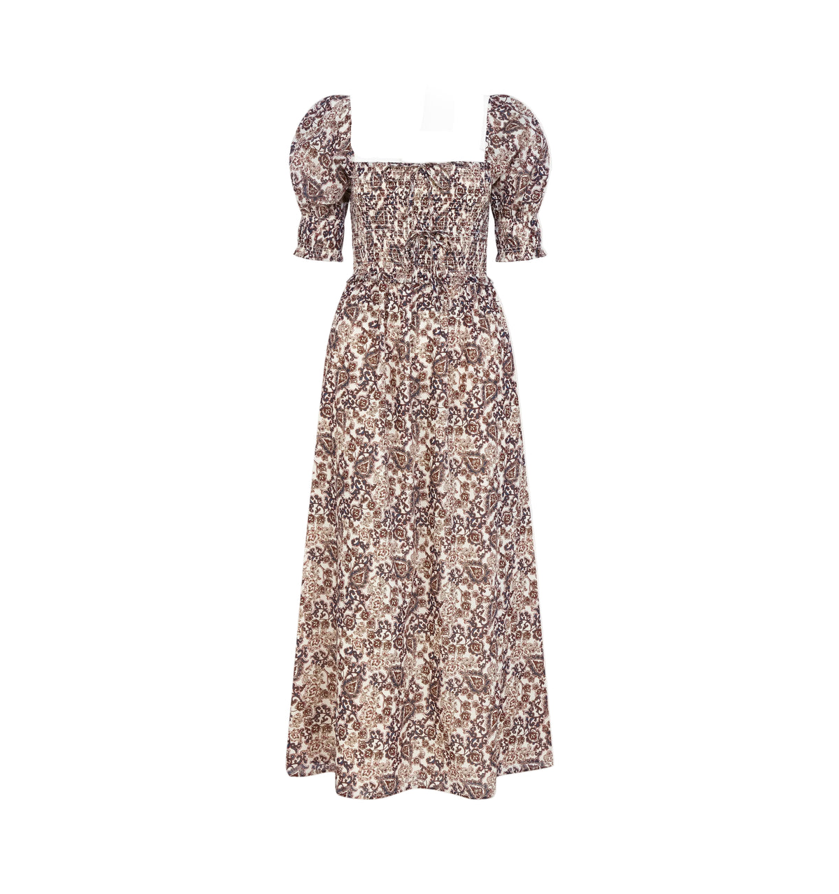 The Malene Nap Dress in Chedworth Paisley Brown