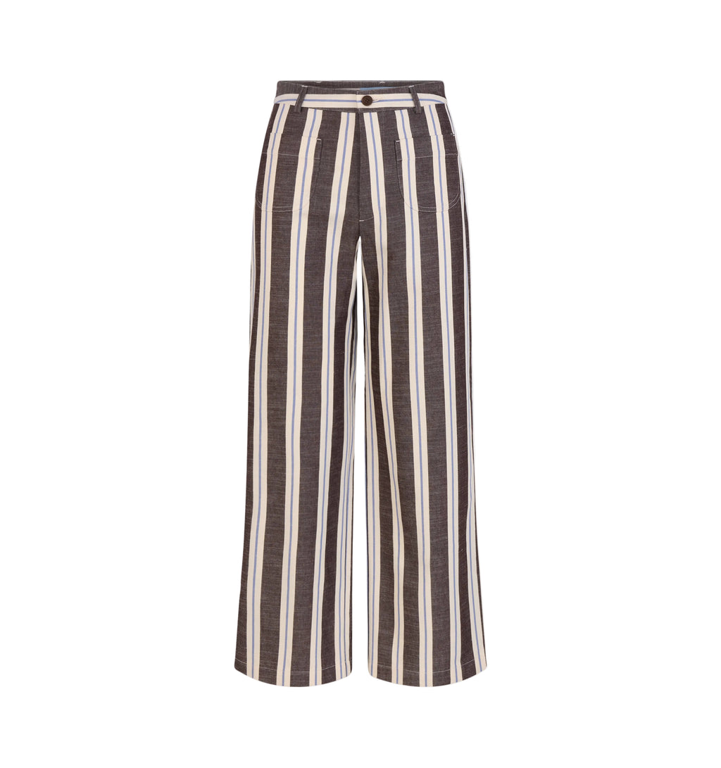 The Mindy Pant in Coln Ticking Stripe Chocolate