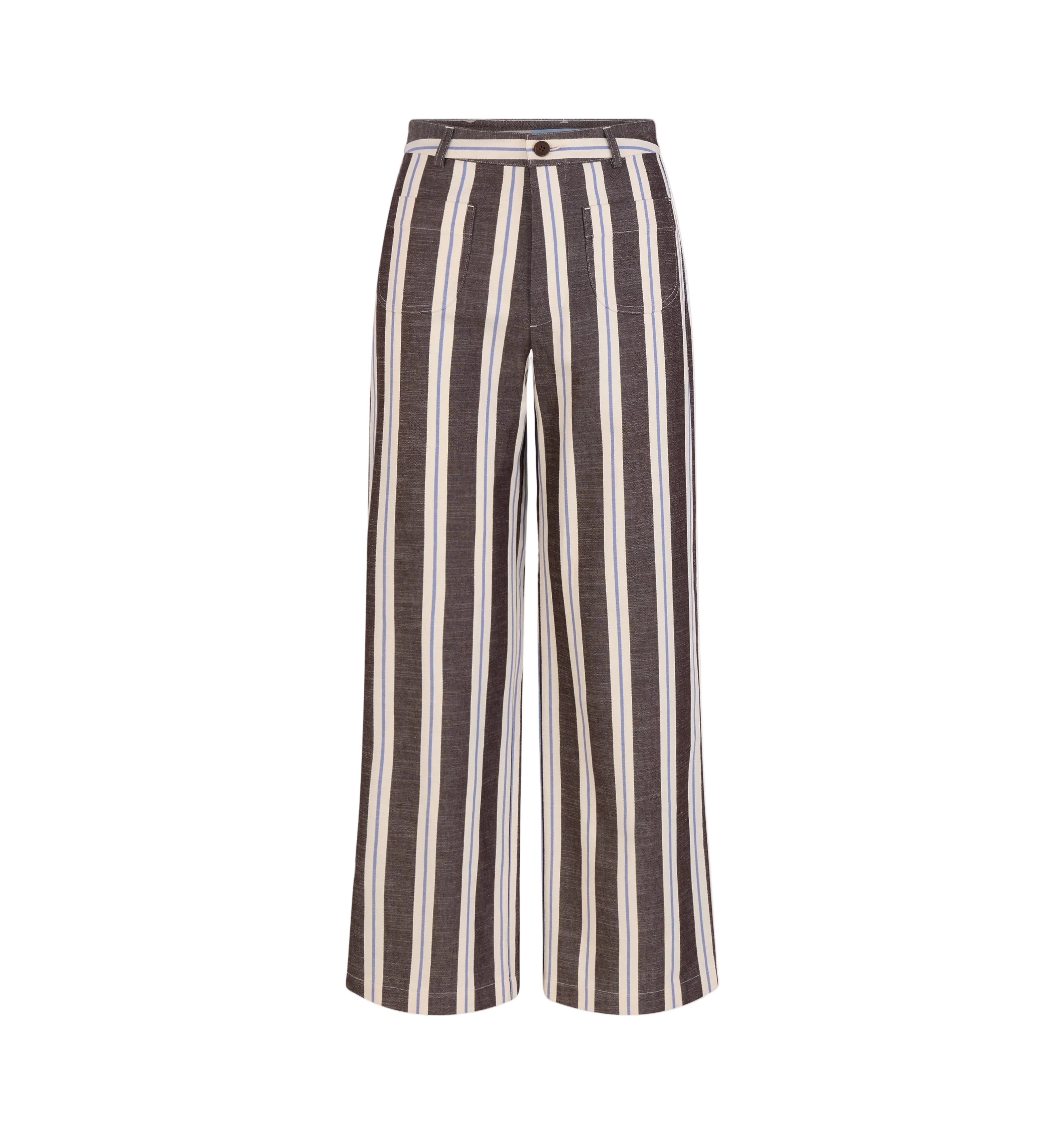 The Mindy Pant in Coln Ticking Stripe Chocolate