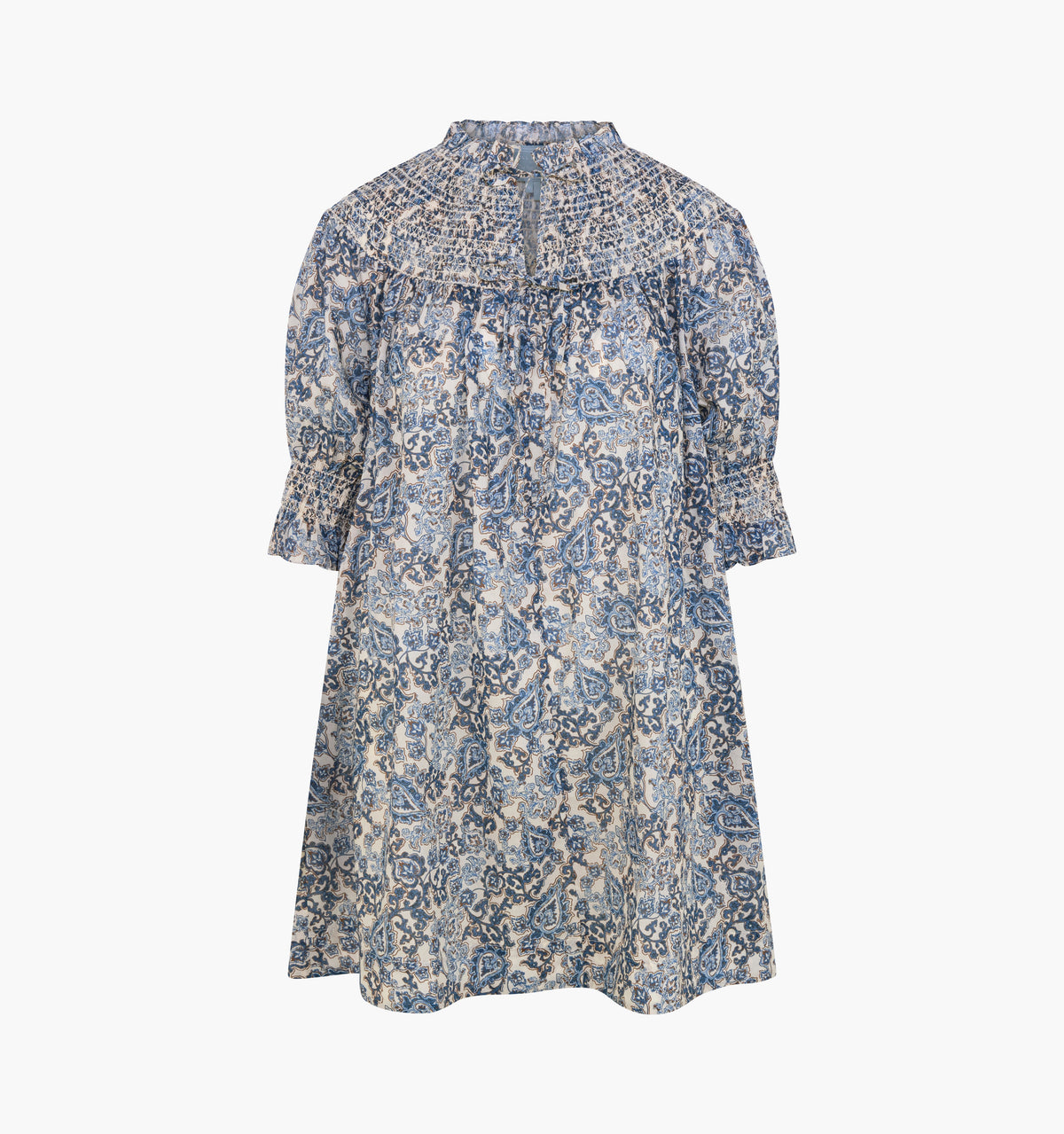The Zinnia Mini Dress in Chedworth Paisley Blue