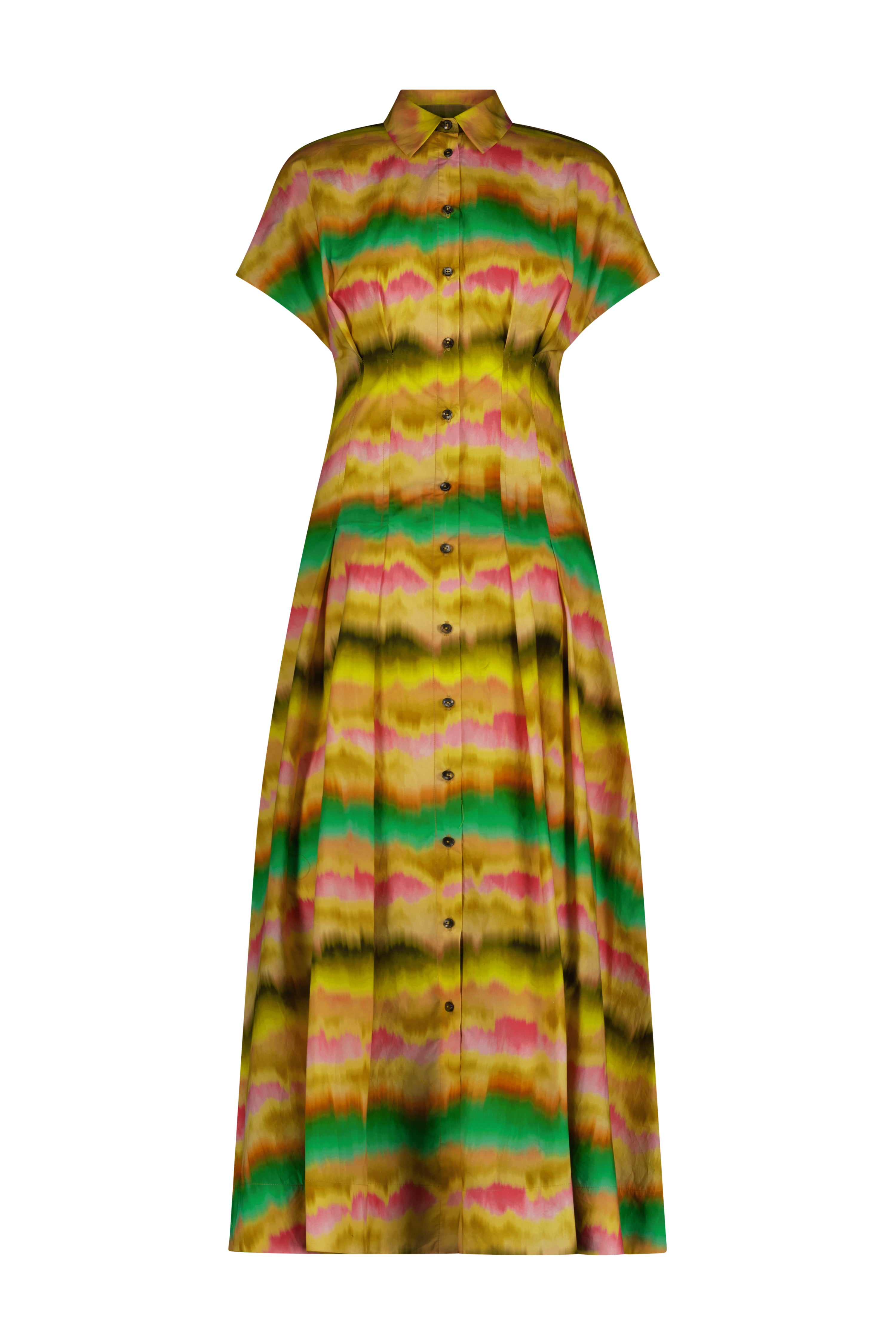 Sunset Cotton Seam Detail Shirtdress in Multi