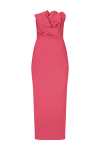 Textured Satin Draped Tulip Sheath in Berry