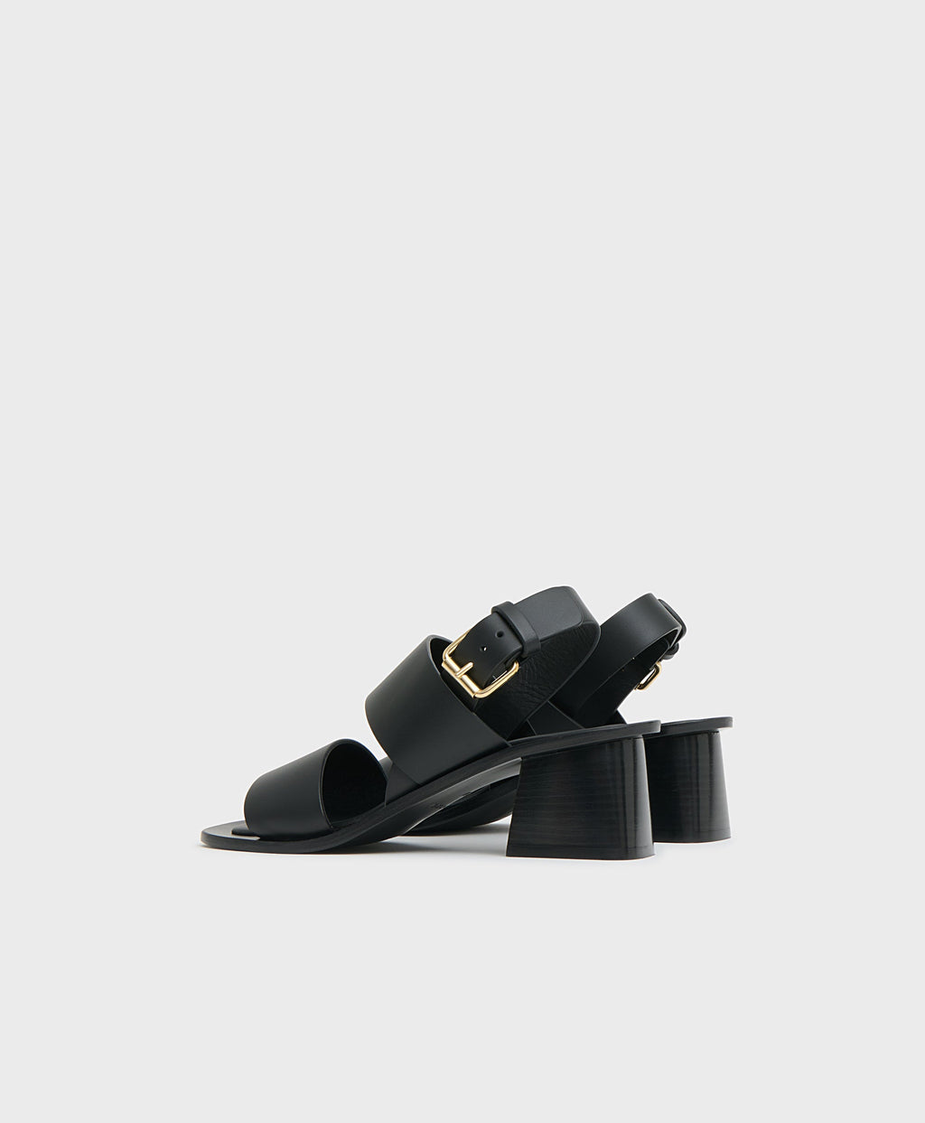 Double Strap Heeled Sandal - Black