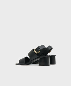 Double Strap Heeled Sandal - Black