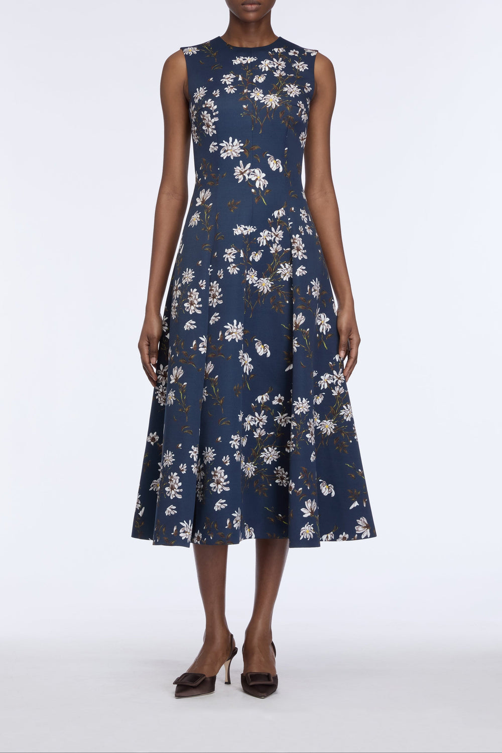 Mara Dress in Midnight Magnolia Taffeta Faille