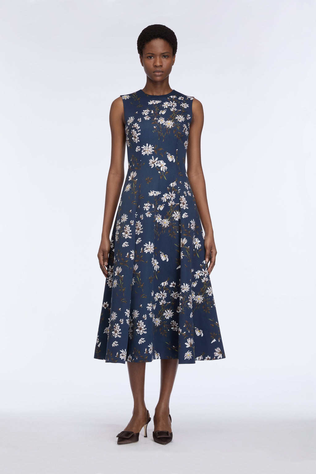 Mara Dress in Midnight Magnolia Taffeta Faille