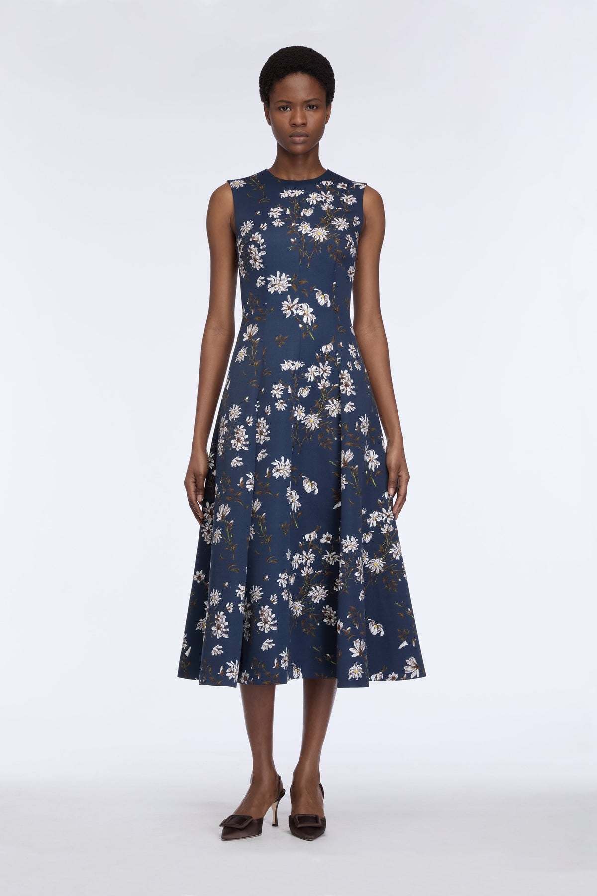 Mara Dress in Midnight Magnolia Taffeta Faille