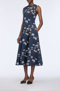 Mara Dress in Midnight Magnolia Taffeta Faille