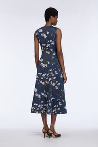 Mara Dress in Midnight Magnolia Taffeta Faille