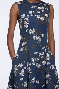 Mara Dress in Midnight Magnolia Taffeta Faille