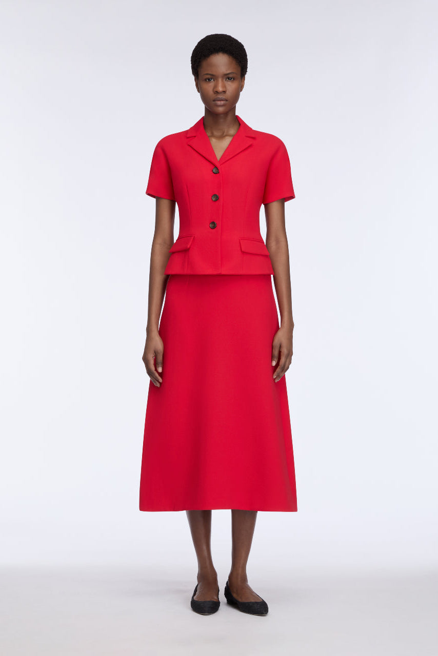 Alexina Dress in Red Single Wool Crepe