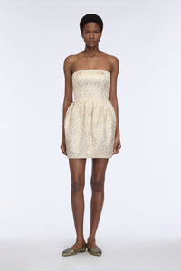 Lowe Mini Dress in Gold Metallic Jacquard