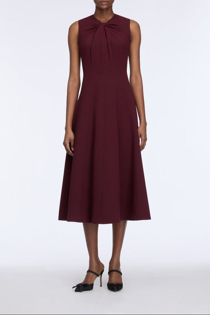 Meryl Dress in Plum Single Wool Crepe
