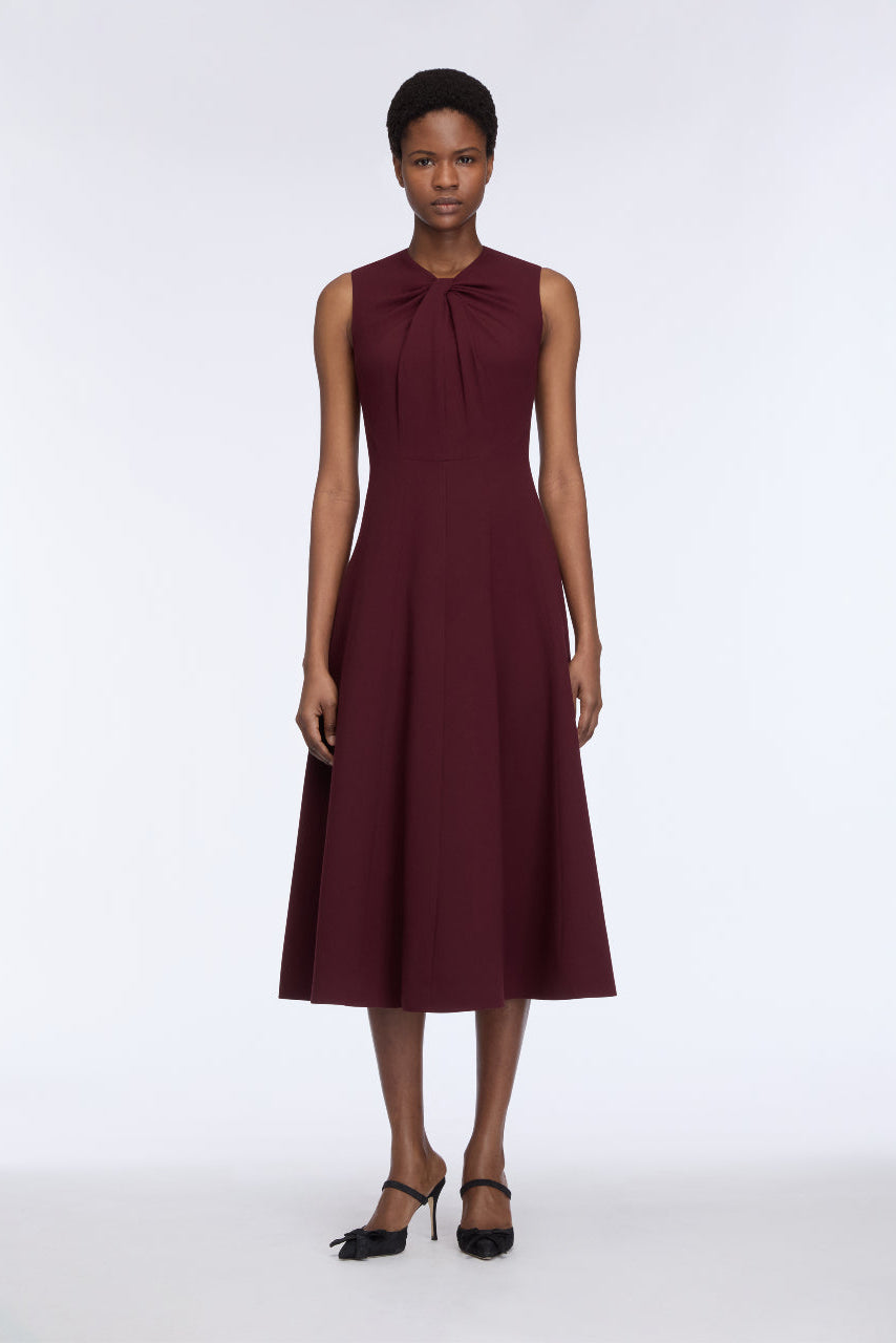 Meryl Dress in Plum Single Wool Crepe