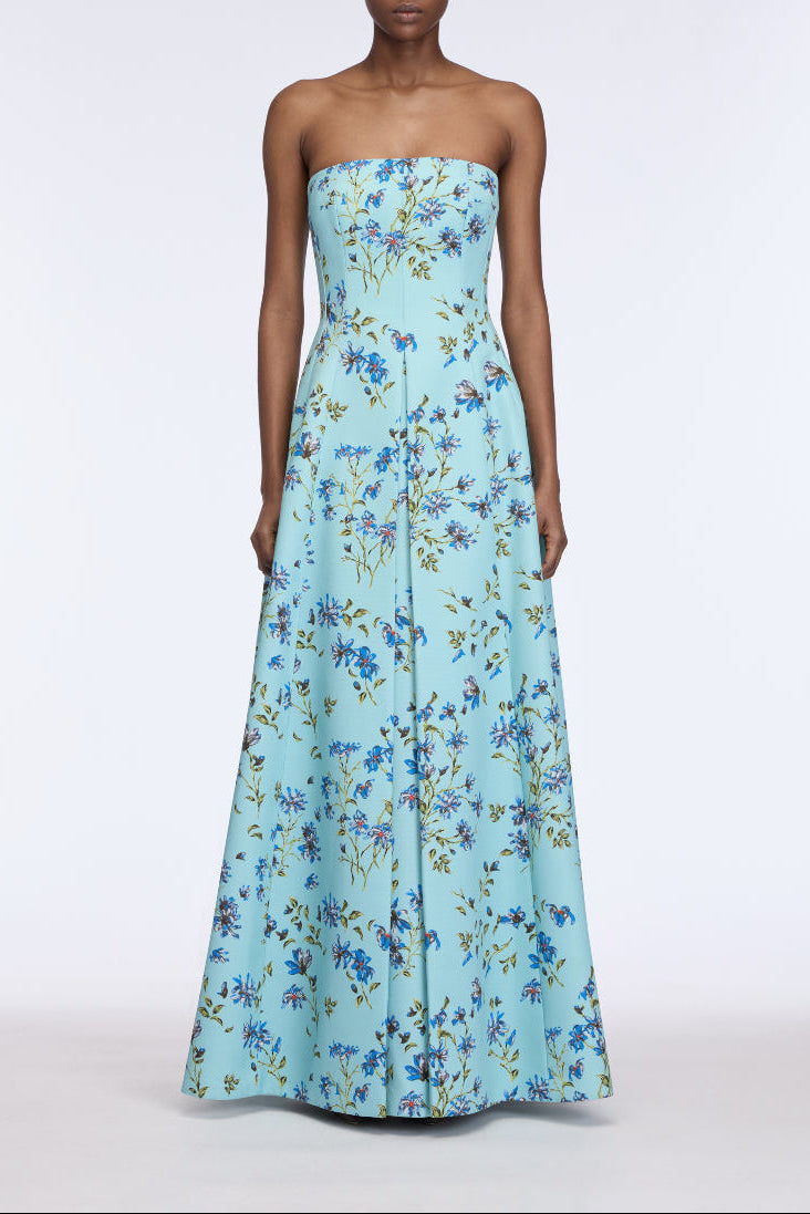 Ragna Dress in Blue Magnolia Taffeta Faille