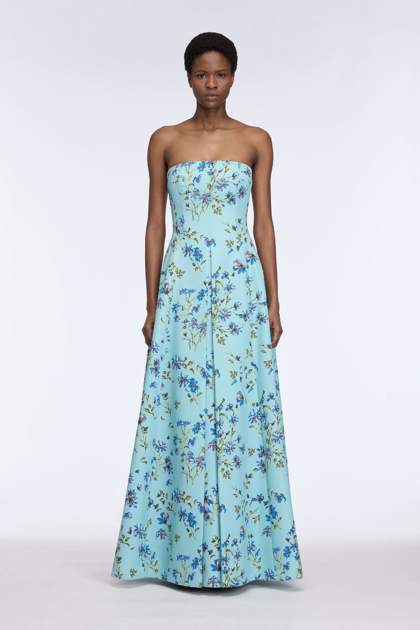 Ragna Dress in Blue Magnolia Taffeta Faille