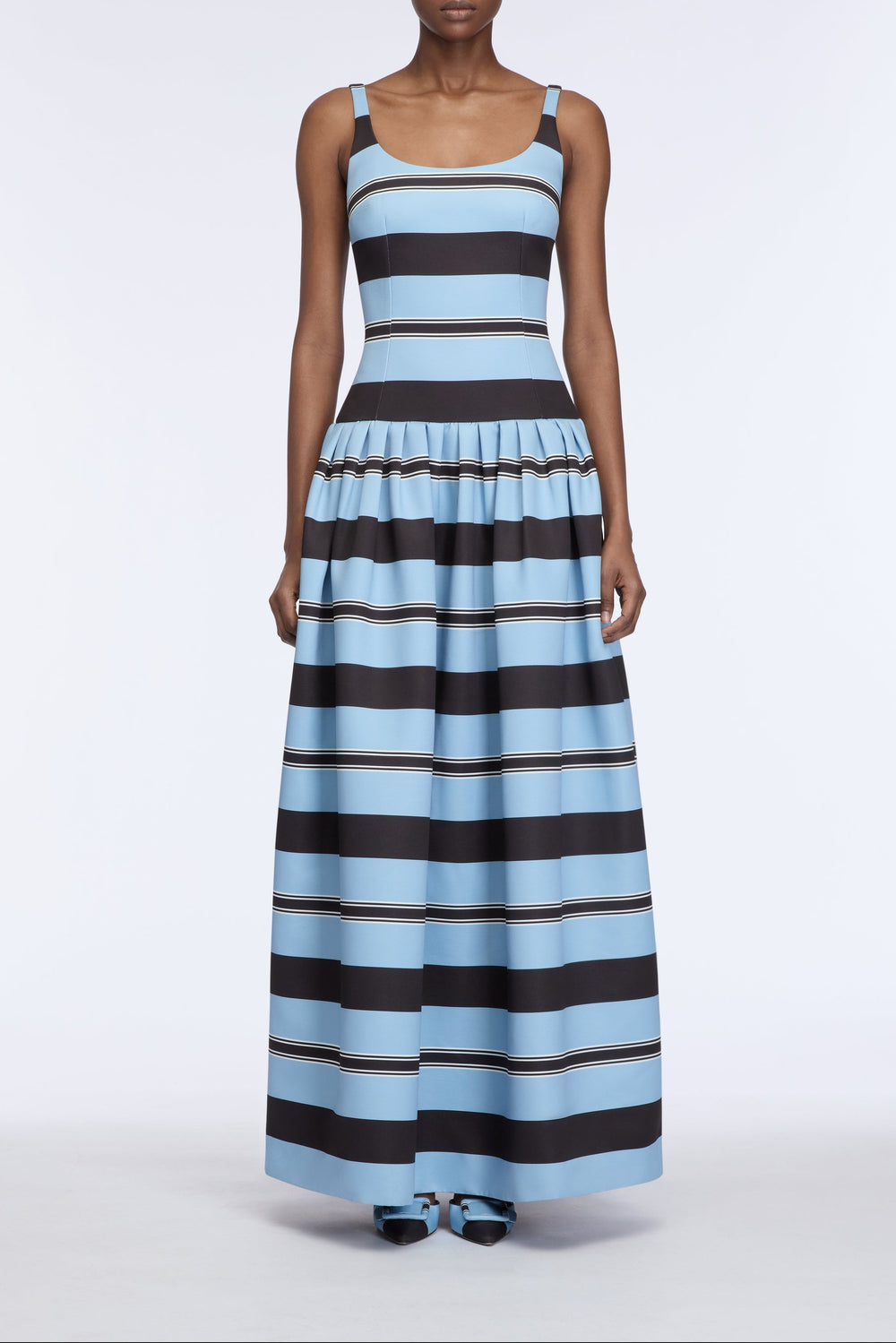 Tristesse Dress in Blue & Black Taffeta Faille