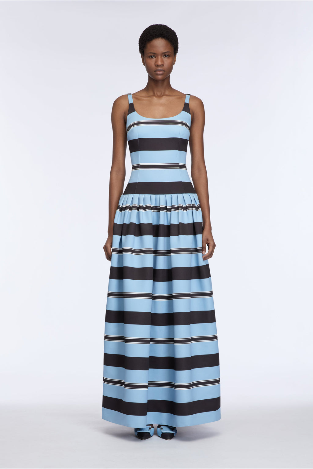 Tristesse Dress in Blue & Black Taffeta Faille