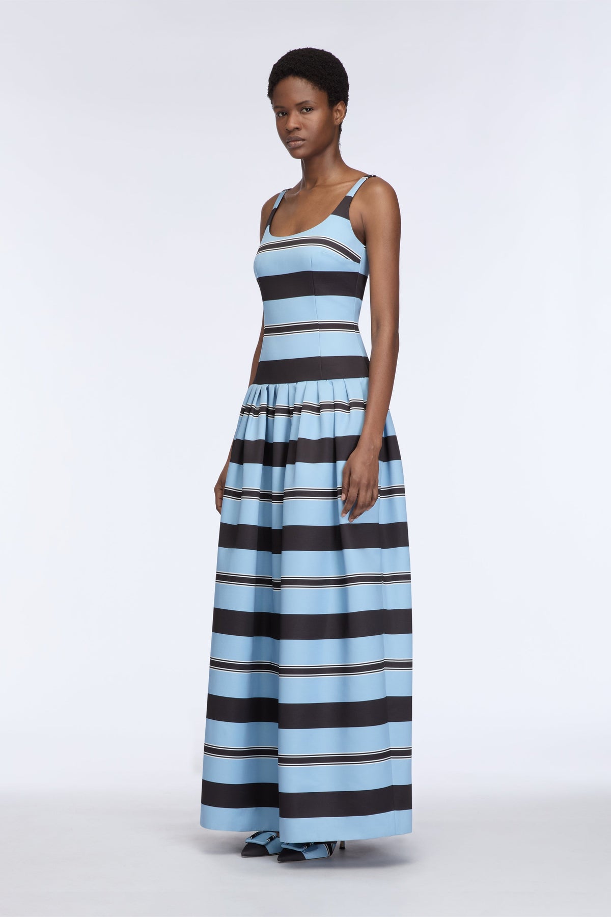 Tristesse Dress in Blue & Black Taffeta Faille