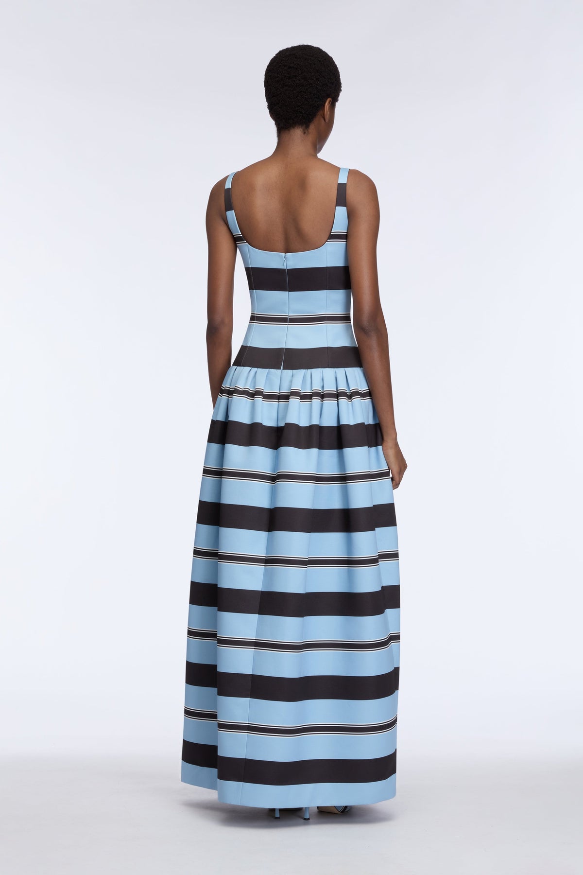 Tristesse Dress in Blue & Black Taffeta Faille