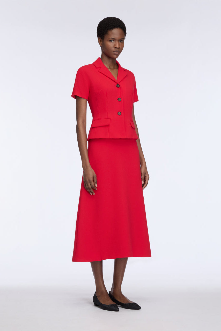 Alexina Dress in Red Single Wool Crepe