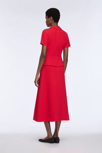 Alexina Dress in Red Single Wool Crepe
