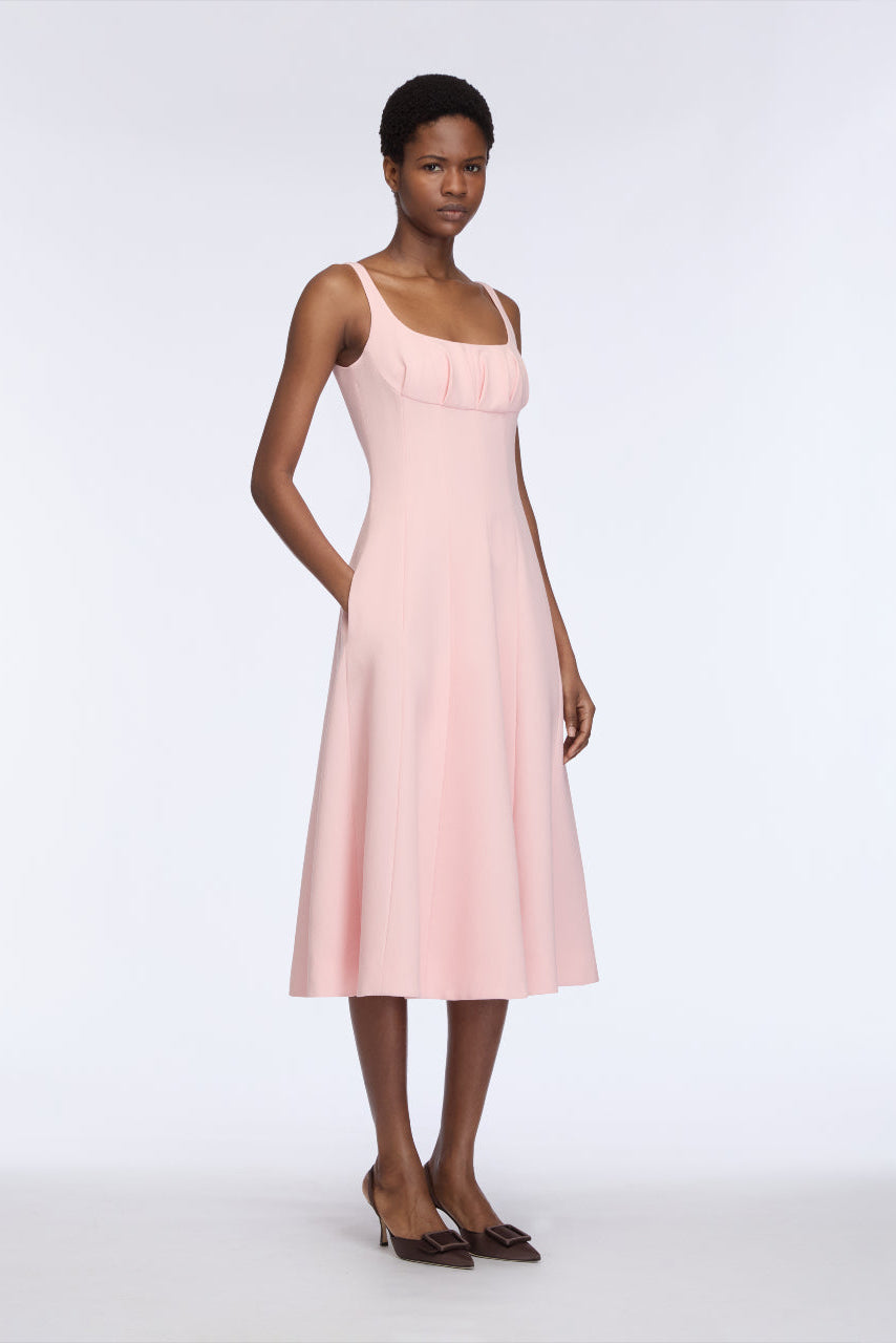 Collins Dress in Light Pink Single Wool Crepe