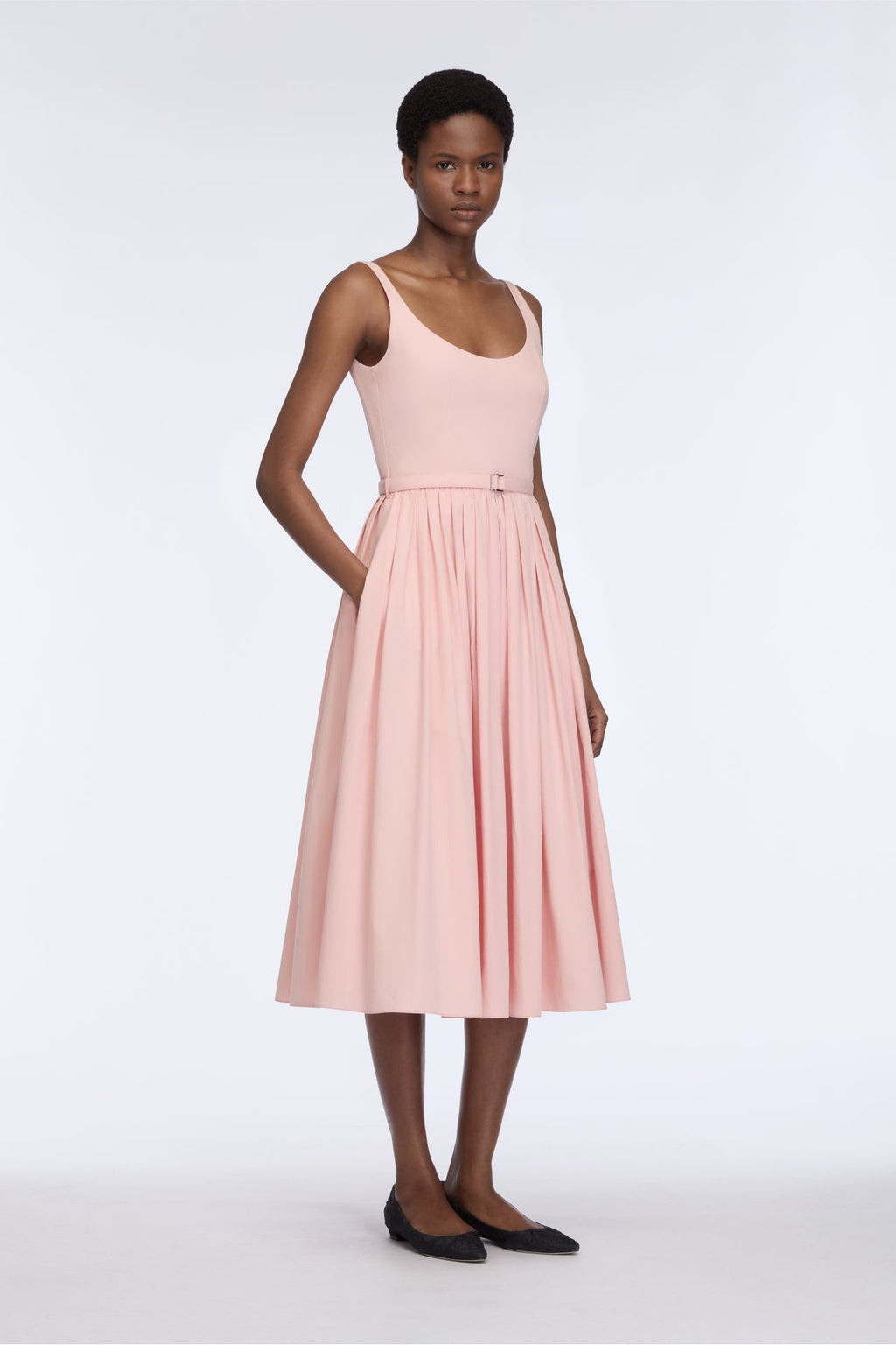 Eglantine Dress in Light Pink Cotton Poplin