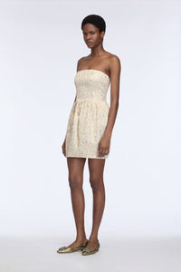 Lowe Mini Dress in Gold Metallic Jacquard