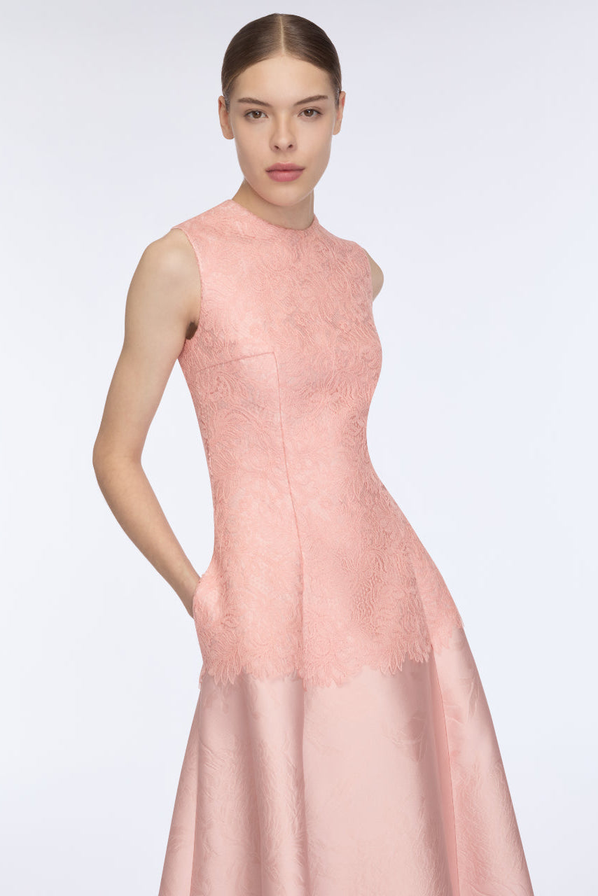 Mara Dress in Pink Embossed Cloque
