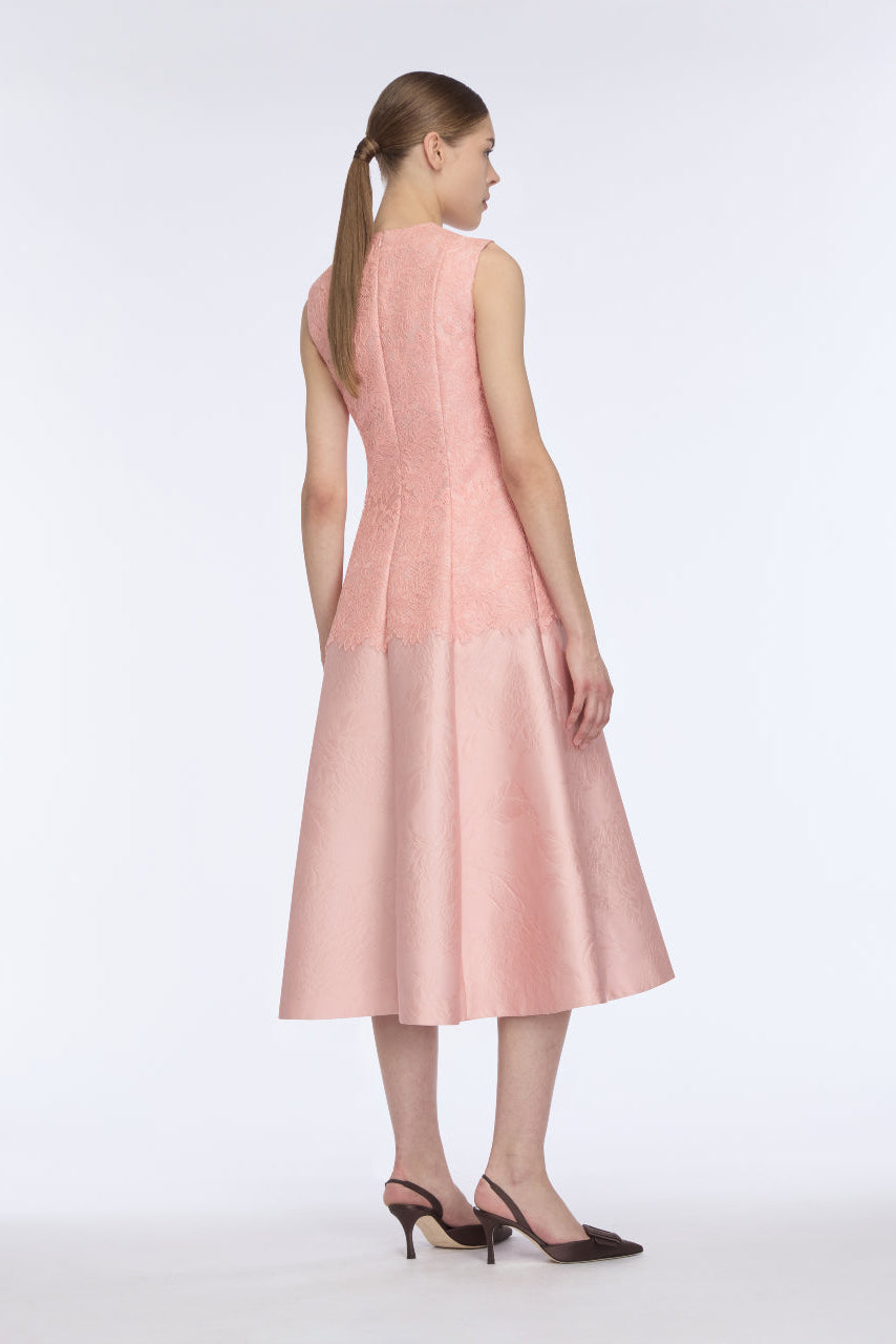 Mara Dress in Pink Embossed Cloque