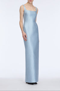 Megara Dress in Icy Blue Embossed Cloque