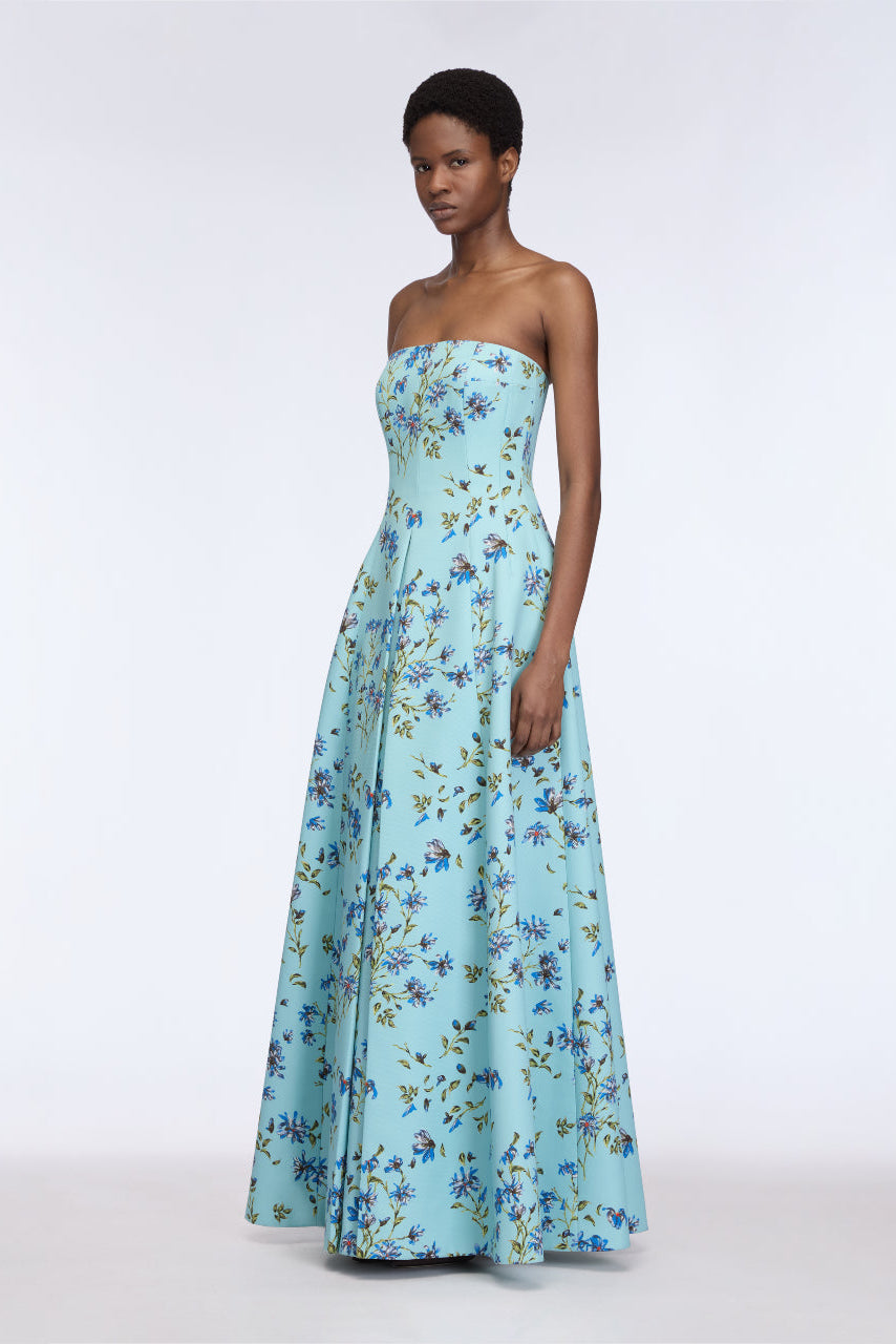 Ragna Dress in Blue Magnolia Taffeta Faille